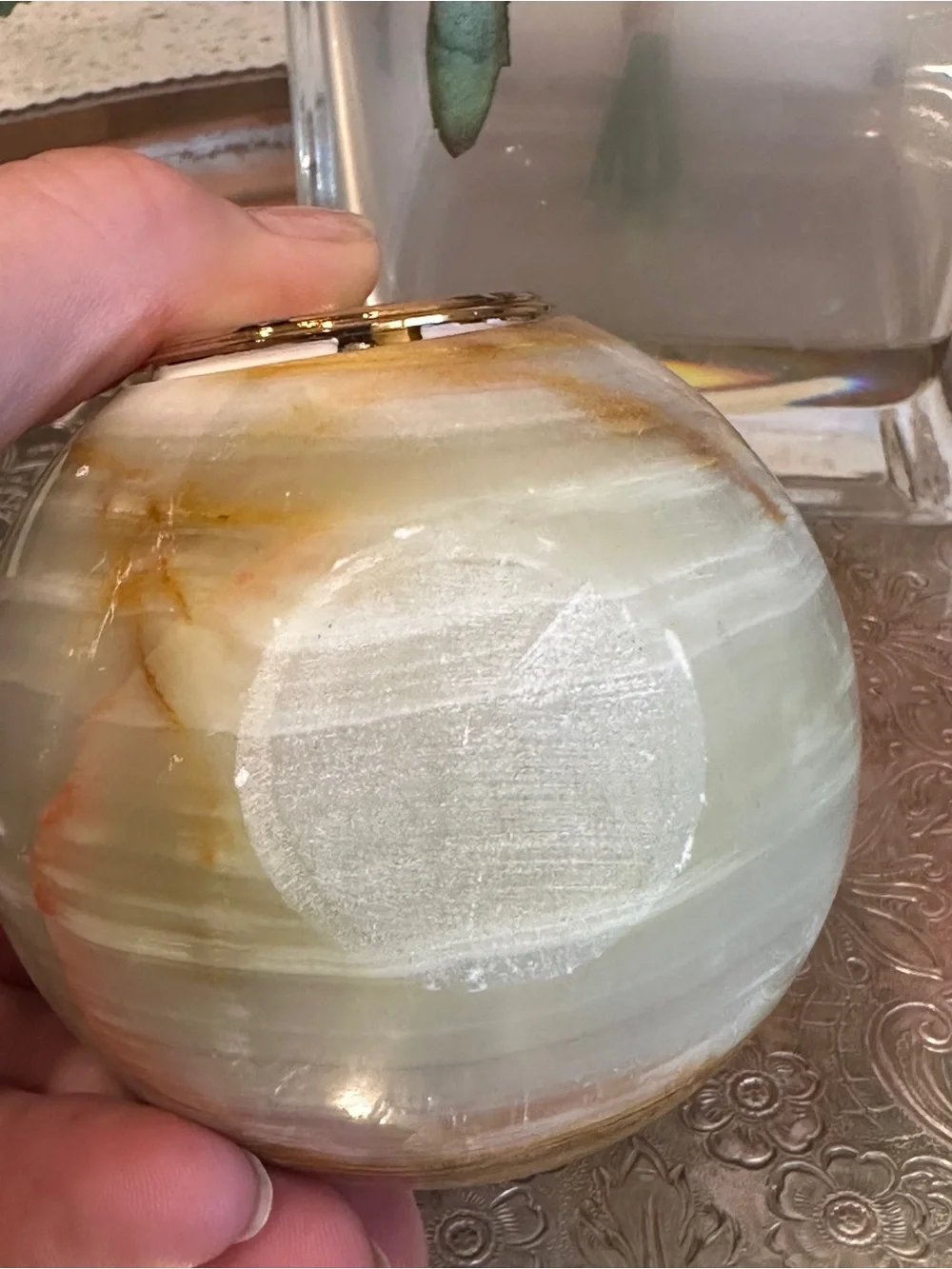 Marble Apple clock-paperweight
